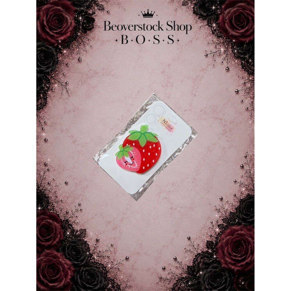 New NIP Nicole Glitter Strawberry Phone Grip Pop Socket